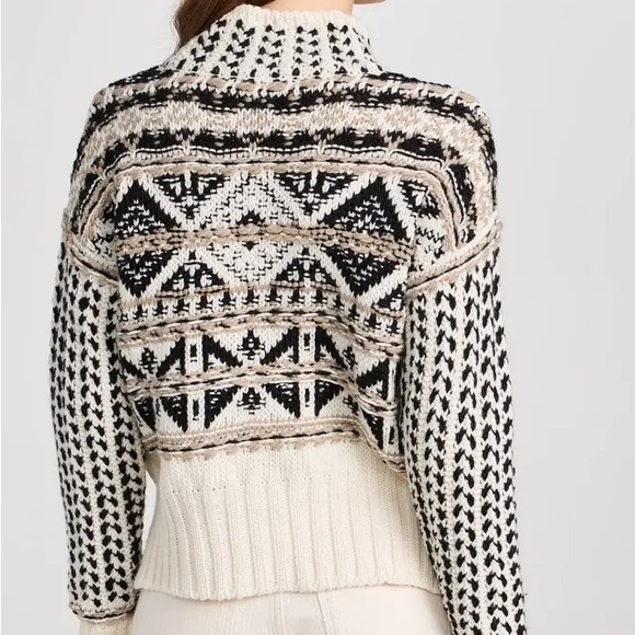 Splendid Cream and Black Turtleneck Chunky Sweater - Picture 5 of 16